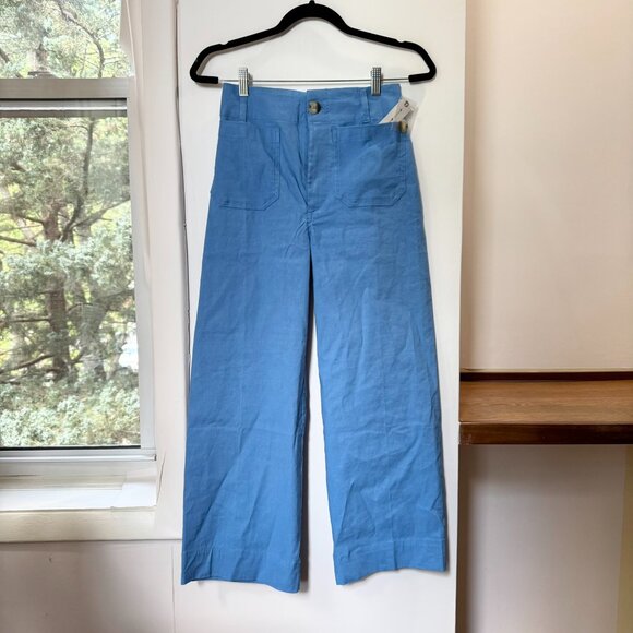 New Anthropologie Colette Linen Wide-Leg Pants Magic Fabric Sapphire Blue 30 - Picture 10 of 13